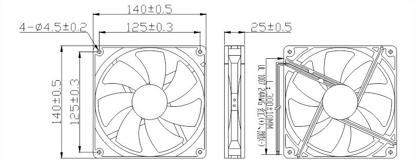 14025散熱風扇安裝尺寸圖